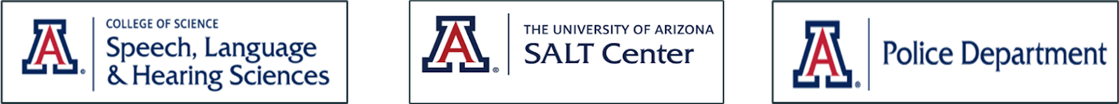 College of Speech, Language & Hearing Sciences, SALT Center, and UAPD logos